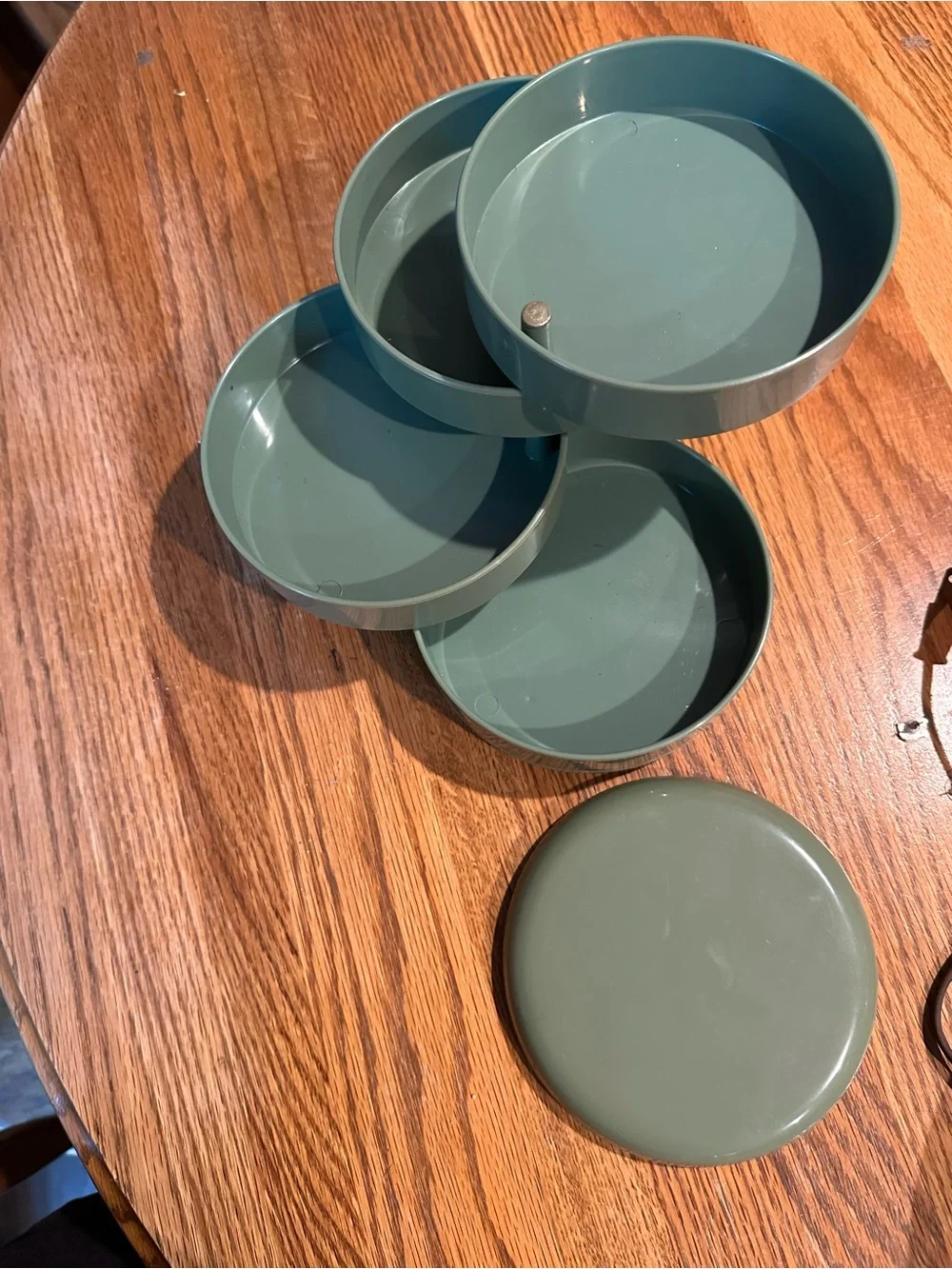 Vintage interdesign retro organizer swivel caddy Round Green Storage Canister